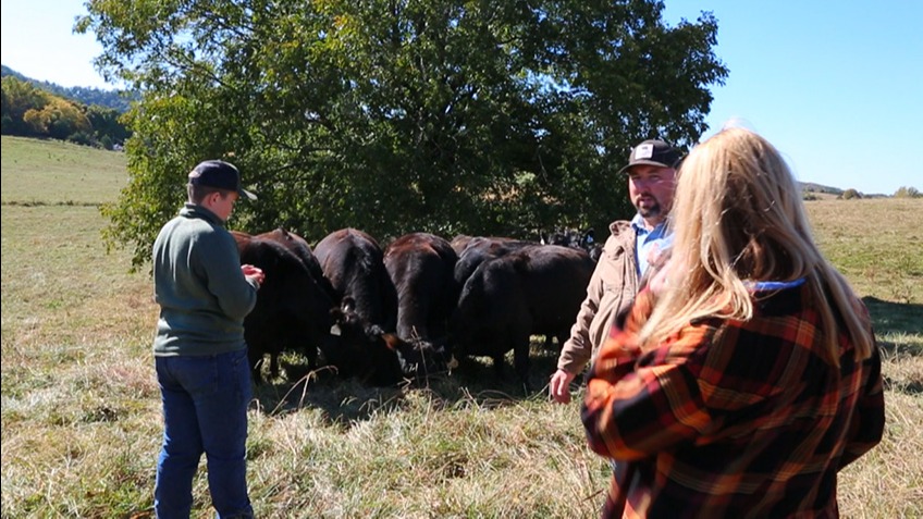 Sarah Philpott and family in field 